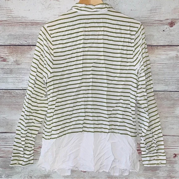 J. Jill Striped 100% Rayon Button Down Long Sleeves Shirt Top Blouse Large - Picture 3 of 4